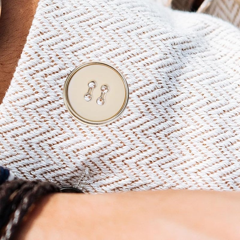 أزرار معطف مستديرة ذات حواف ذهبية وأربعة عيون مقاس 25 ملم لخياطة معاطف وسترات وبدلات السيدات - Image 4